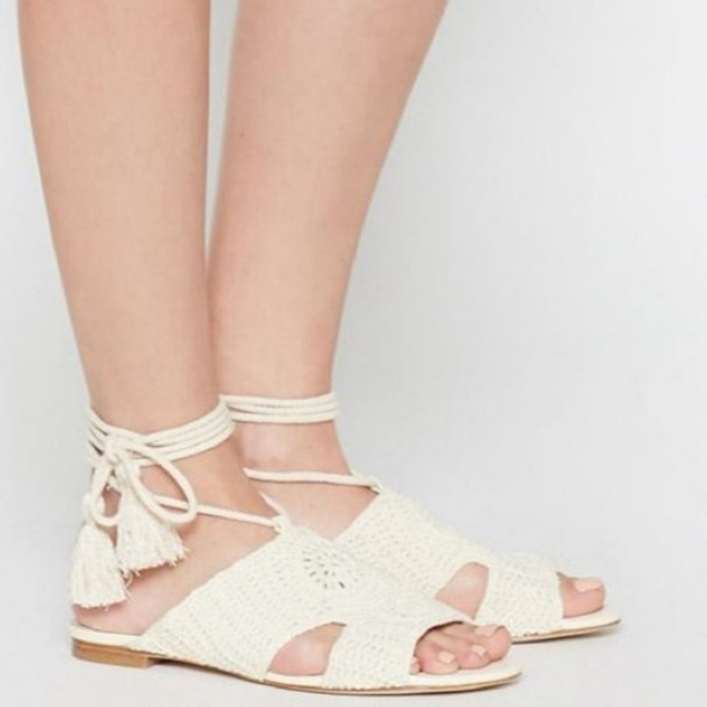 Joie Fai Crochet Lace Up Sandals